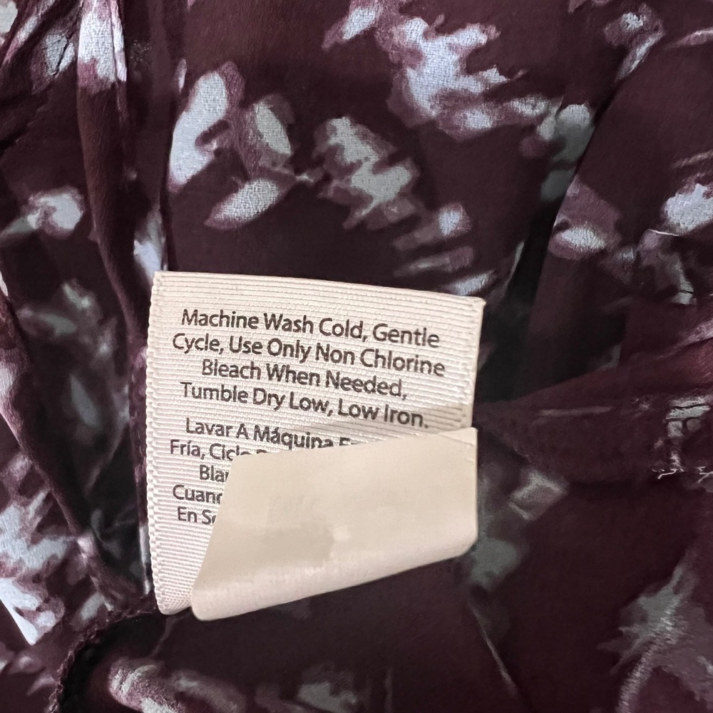 Burgundy Wine long sleeve Floral Flowy Ruffle Blouse Women M 8-10 NWT - Picture 6 of 6